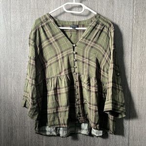 Torrid Plaid Button Blouse